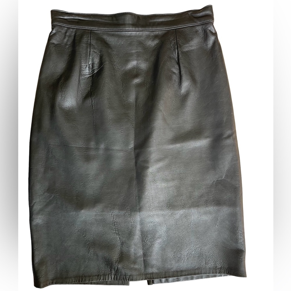 Vintage Firenze Santa Barbara Women's Leather Pencil Skirt Black